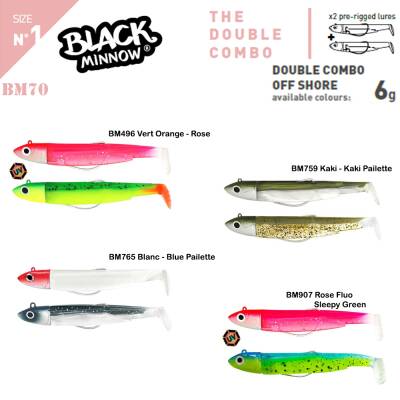 Fiiish Black Minnow BM70/1 2X+2 Double Combo Of Shore Silikon Yem - 1