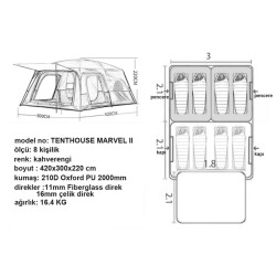 Tenthouse Marvel II 8 Kişilik Kamp Çadırı - 10